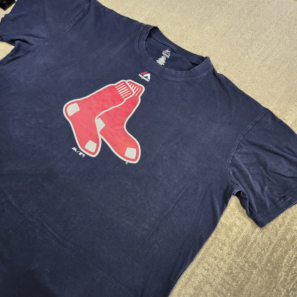 Boston Red Sox Shirt Men 3XL Majestic Navy Blue Graphic Tee‎ MLB Baseball